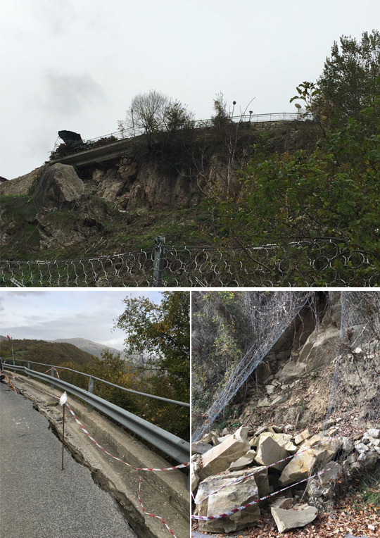 Photo 1 (above): Landslide under the road in the town of Pescara del Taranto (photo: Yaron Ofir)