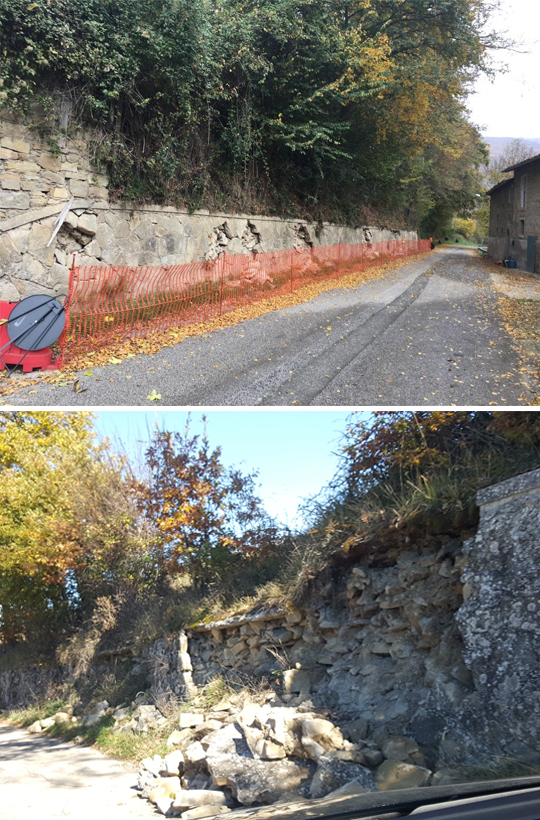 Photo 4 (above): A supporting wall that was damaged on the access road to the town of Akumali, 10/26/16 Photo: Yaron Ofir